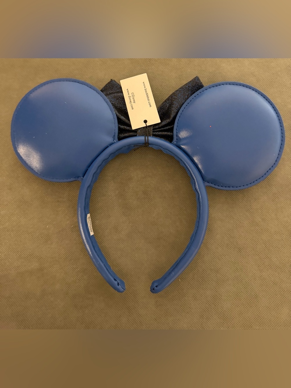 Disney Navy Blue Floral Minnie Ears Headband with Glitter Bow - Picture 2 of 2